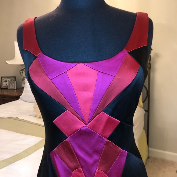 Art Deco Stretch Satin Dress - Picture 2 of 5
